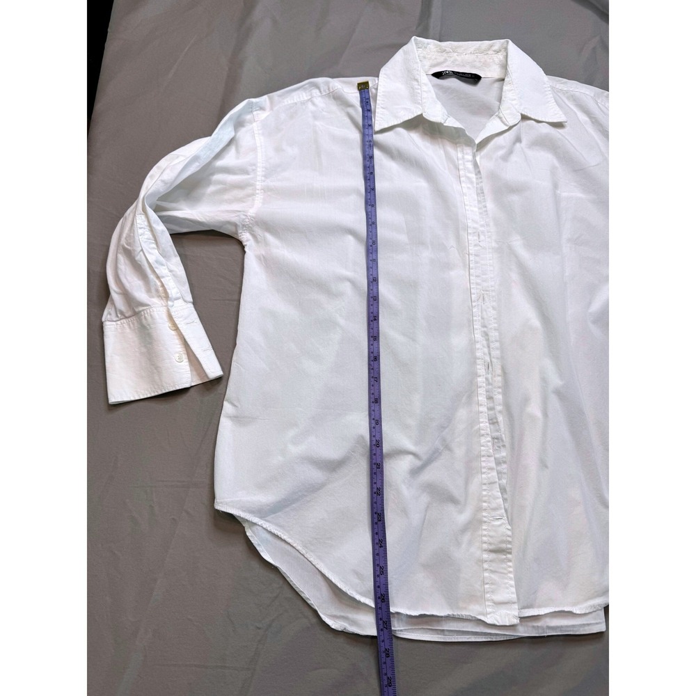 Zara Basic White Oversized Button Down Shirt Long Sleeve Cotton Poplin Large - Picture 9 of 12